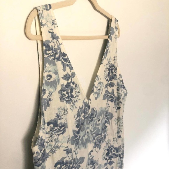 Reformation Monique Linen Dress in Teacup Blue Floral XL - Picture 5 of 12